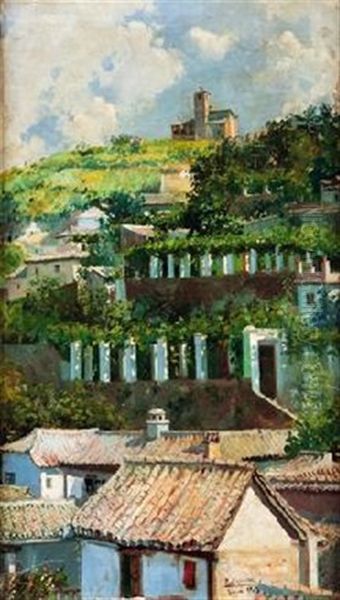 Casas De Pueblo Oil Painting by Jose Lupianez y Carrasco