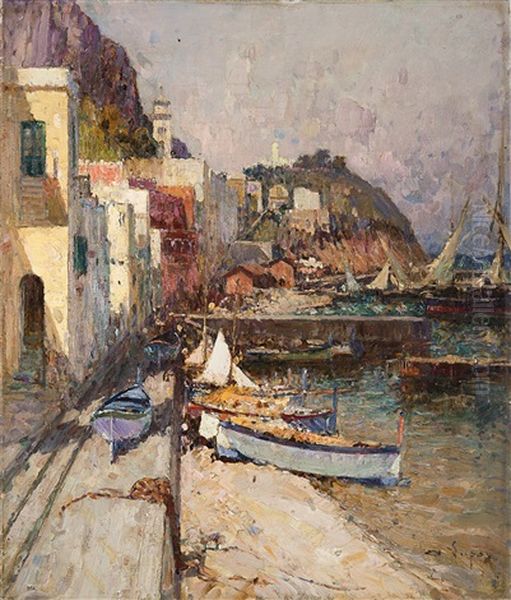 Porticello Mediterraneo Oil Painting by Alessandro Lupo