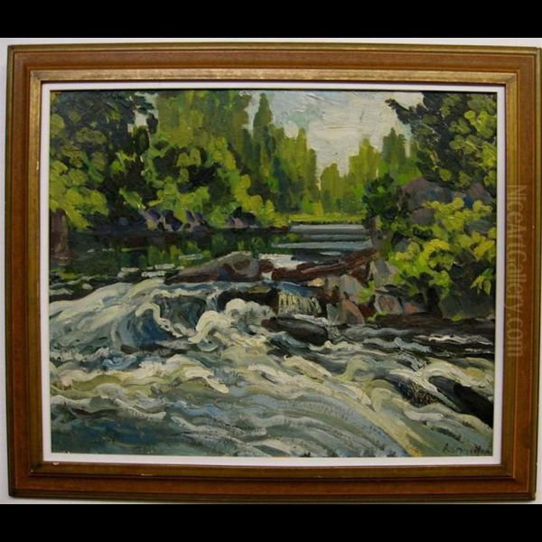 Rapid Water - Laurentians Oil Painting by Alexandre Bercovitch