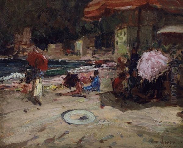 Animazione Sulla Spiaggia Di Monterosso Oil Painting by Alessandro Lupo