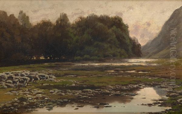 Riviere Au Coucher Du Soleil Oil Painting by Gerard Joseph Adrian van Luppen