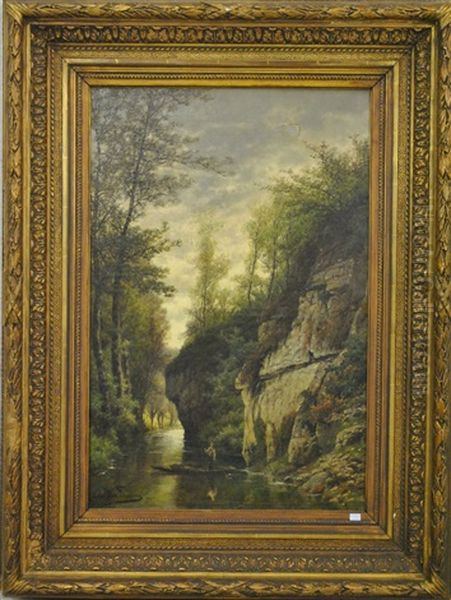 Souvenir De La Lesse Oil Painting by Gerard Joseph Adrian van Luppen