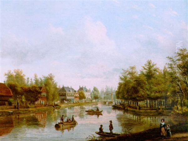 A View Of Loenen Aan De Vecht Oil Painting by Petrus Josephus Lutgers