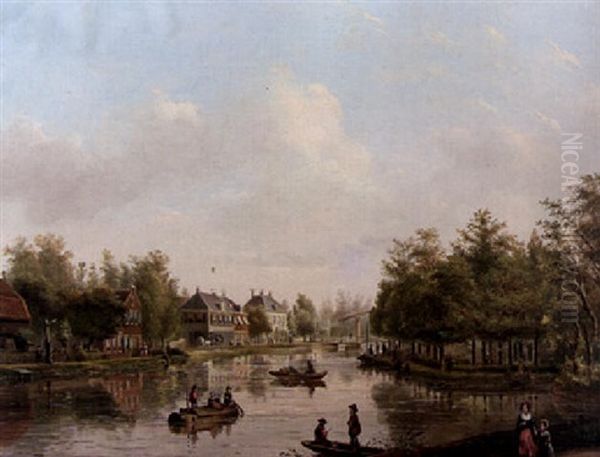 A View Of Loenen Aan De Vecht Oil Painting by Petrus Josephus Lutgers