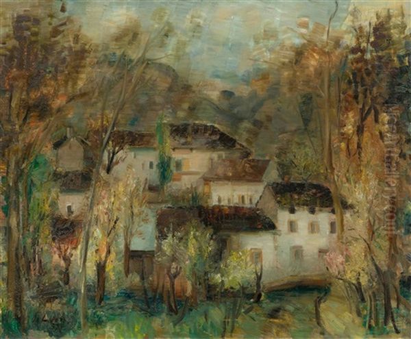 Ticino Village Oil Painting by Oscar Wilhelm Luethy