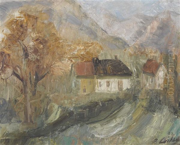 Berglandschaft Mit Bauernhausern Oil Painting by Oscar Wilhelm Luethy