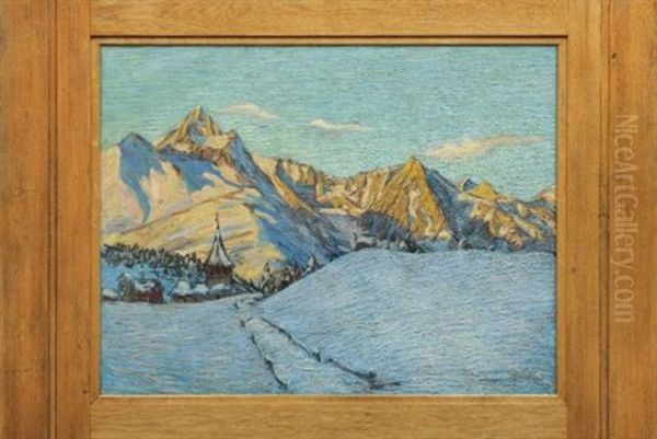 Winterlandschaft (winter Landscape) Oil Painting by Oscar Wilhelm Luethy