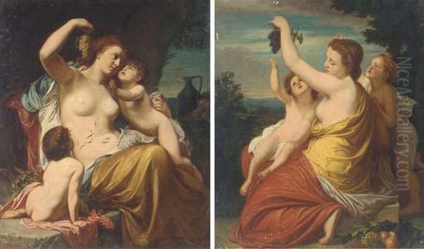 An Allegory Of Plenty; And Another Similar Oil Painting by Johann Baptiste Berdelle