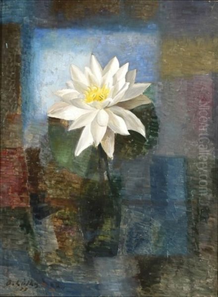 Stillleben Mit Seerose Oil Painting by Oscar Wilhelm Luethy