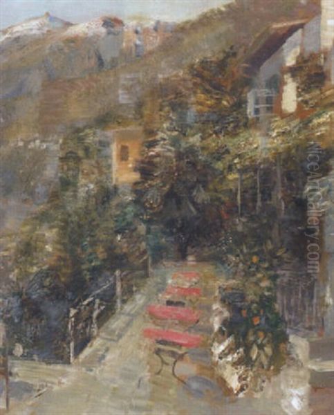 Moscia, Landschaft Bei Ascona Oil Painting by Oscar Wilhelm Luethy