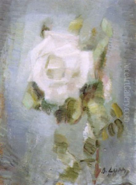 Weisse Rose Oil Painting by Oscar Wilhelm Luethy