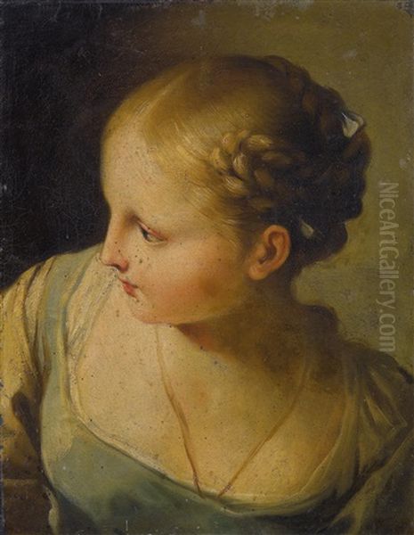 Portrait Of A Girl With Braided Hair Oil Painting by Benedetto Luti