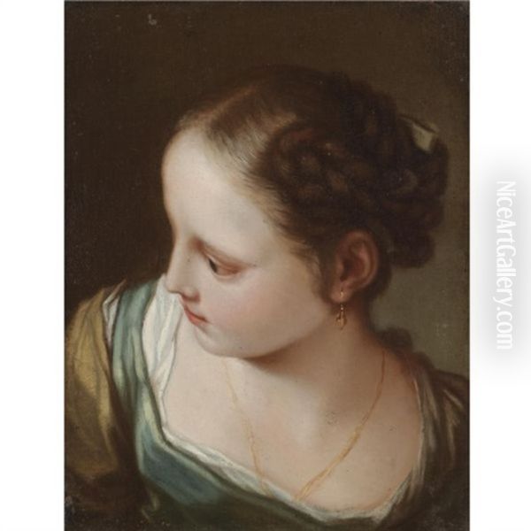 Portrait Of A Young Girl (the Artist's Daughter?) Oil Painting by Benedetto Luti