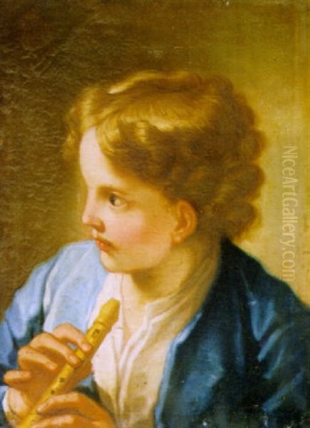 Bambino Con Flauto Oil Painting by Benedetto Luti