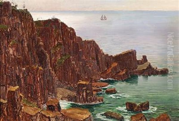 Rocky Coast From Maine, Usa Oil Painting by Mathias Jakob Frederik Luetken