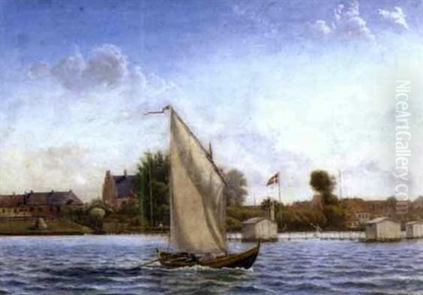 Behind The Sail Oil Painting by Mathias Jakob Frederik Luetken