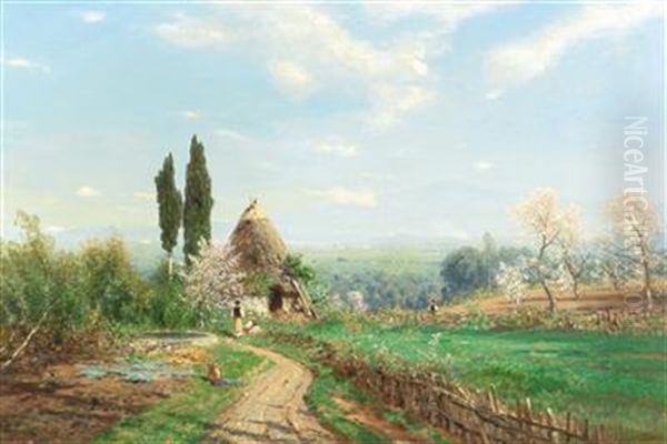 Spring In The Campagna Oil Painting by Ascan Lutteroth