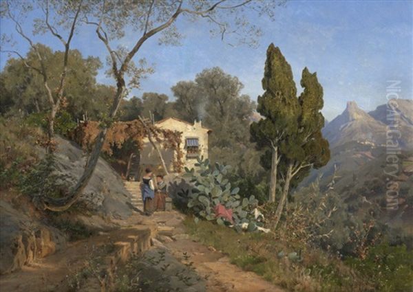 Das Turiner Tal Bei Menton An Der Cote D'azur Oil Painting by Ascan Lutteroth