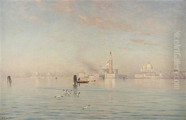 Blick Auf San Giorgio Maggiore Und Santa Maria Della Salute, Venedig Oil Painting by Ascan Lutteroth