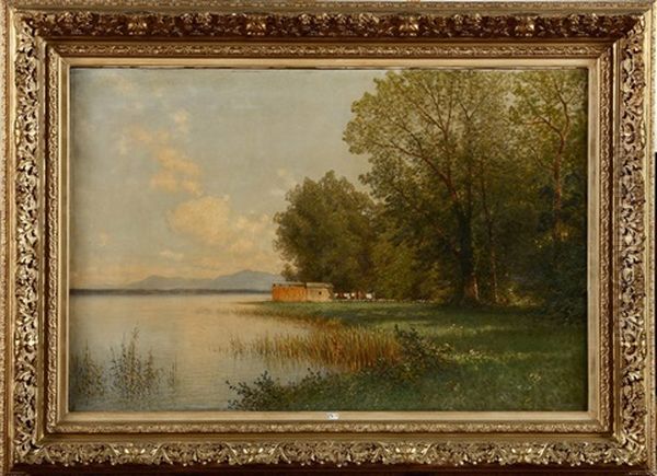 Vue Du Starenberger See (allemagne) Oil Painting by Ascan Lutteroth