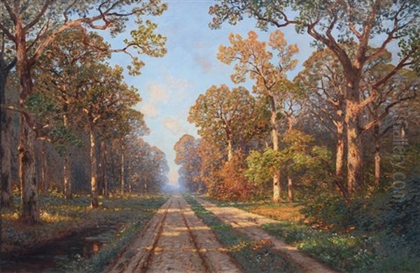 Evening In The Sachsenwald Oil Painting by Ascan Lutteroth