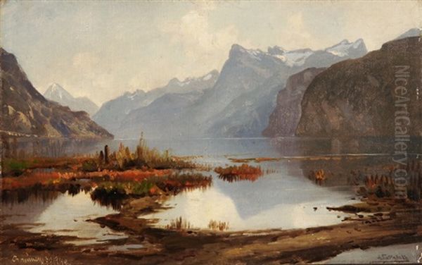 Vierwaldstattersee Von Brunnen Oil Painting by Ascan Lutteroth