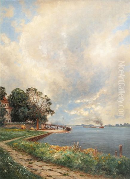 The Elbe At Zollenspieker Oil Painting by Ascan Lutteroth