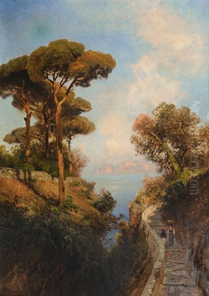 View On Capri Oil Painting by Ascan Lutteroth