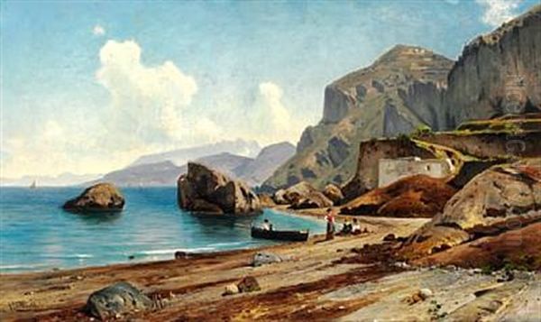 Coastal View Of Capri Oil Painting by Ascan Lutteroth