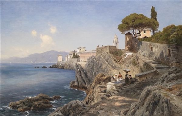 Am Ufer Vor Sturla Bei Genua Oil Painting by Ascan Lutteroth