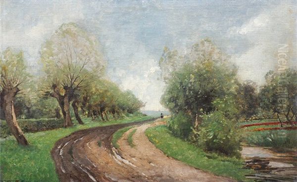 A Path In Neuengamme Oil Painting by Ascan Lutteroth