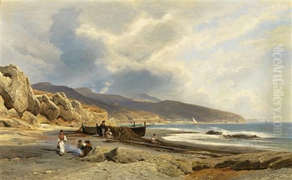 An Der Kuste Von Bordighera Oil Painting by Ascan Lutteroth