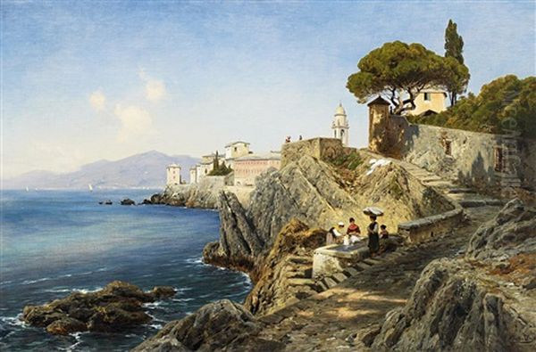 Am Ufer Vor Sturla Bei Genua Oil Painting by Ascan Lutteroth