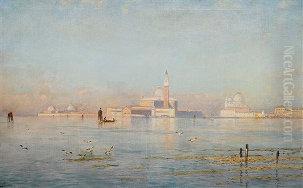 Blick Uber Die Lagune Auf Venedig Oil Painting by Ascan Lutteroth