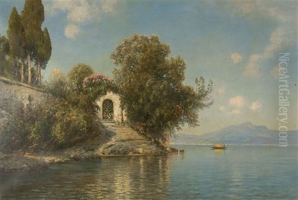 Park Der Villa Balbianella Am Comer See Oil Painting by Ascan Lutteroth