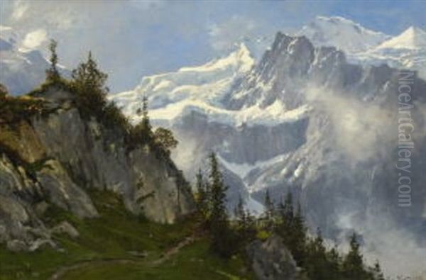 Blick Von Der Wengeneralp Auf Das Jungfraumassiv Oil Painting by Ascan Lutteroth