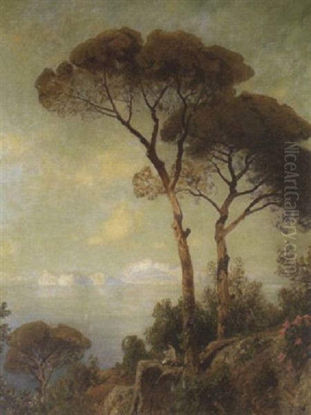 Blick Auf Capri In Der Abendsonne Oil Painting by Ascan Lutteroth