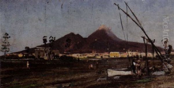 A View Of The Vesuvius Oil Painting by Ascan Lutteroth