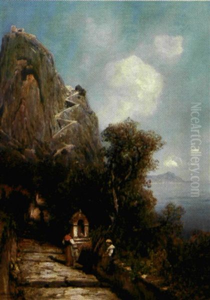 Trappe Og Til Anacapri Oil Painting by Ascan Lutteroth