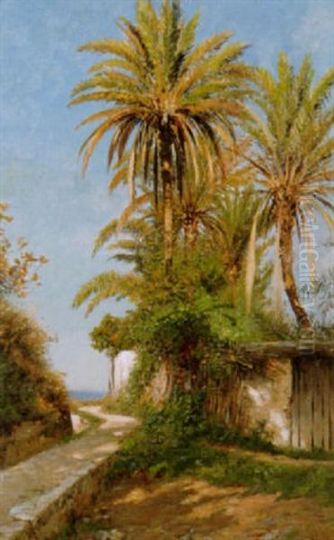 Palmen Bei Bordighera Oil Painting by Ascan Lutteroth