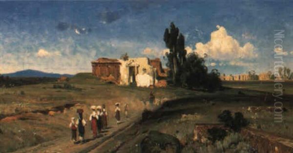 Via Appia Oil Painting by Ascan Lutteroth