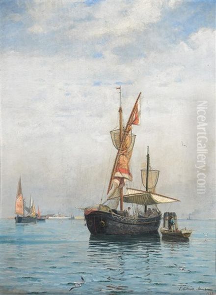 Bateaux De Peche Dans La Lagune Oil Painting by Emma Lutteroth