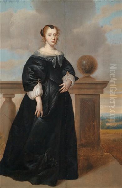 Bildnis Einer Dame In Schwarzem Kleid Oil Painting by Isaac Luttichuys