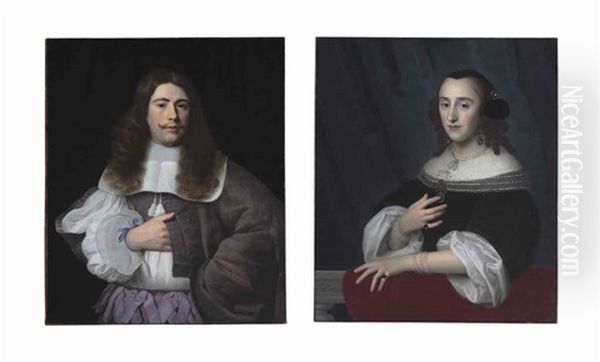 Portrait Of Andries Rijckaert; Portrait Of Susanna Rijckaert (pair) Oil Painting by Isaac Luttichuys