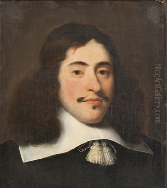 Portrait Of A Gentleman, In A Black Costume With A White Collar Oil Painting by Isaac Luttichuys