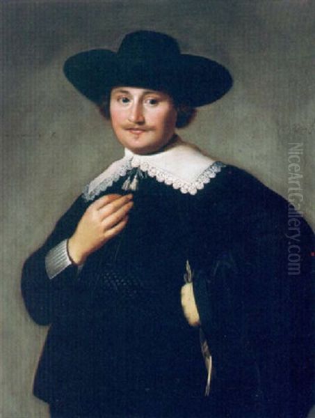 A Portrait Of A Gentleman In A Lace Collar Oil Painting by Isaac Luttichuys