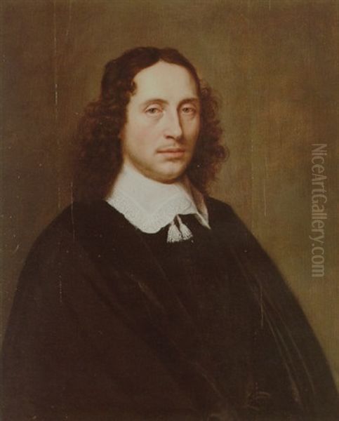 Portrait Of A Young Man Wearing A Black Costume And White Linen Collar With Tassels Oil Painting by Isaac Luttichuys