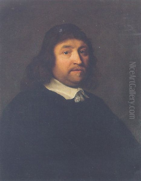 Portrait Of A Gentleman Wearing Black Oil Painting by Isaac Luttichuys