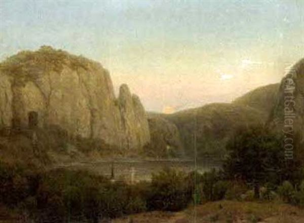 Rheinlandschaft Oil Painting by August Luettmann