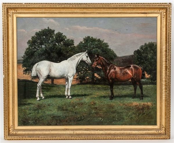 Lady Bird & Kitty Oil Painting by Charles Augustus Henry Lutyens